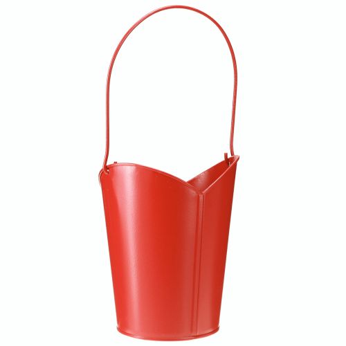 Produkt Doniczka metalowa serce ozdoba z uchwytem czerwona Ø12cm H15/9cm