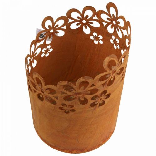 Floristik24 Metalowa ozdobna rdzawa latarnia metalowa doniczka Ø16cm W23cm
