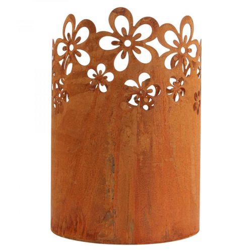 Floristik24 Metalowa ozdobna rdzawa latarnia metalowa doniczka Ø16cm W23cm