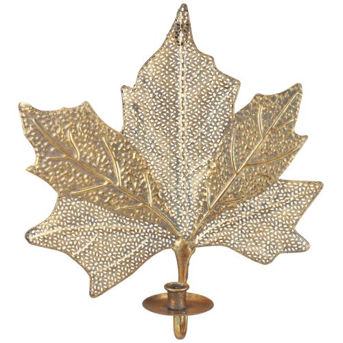 Produkt Metalowa dekoracja ścienna Świecznik w kształcie liścia klonu Złoty antyczny 42 cm × 39 cm