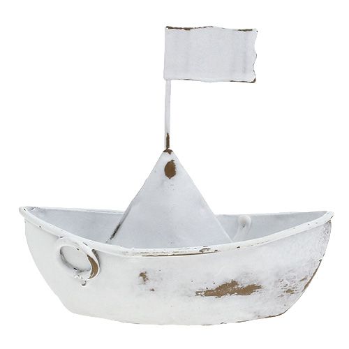 Floristik24 Łódka metalowa biała 11cm x 10cm 1szt.