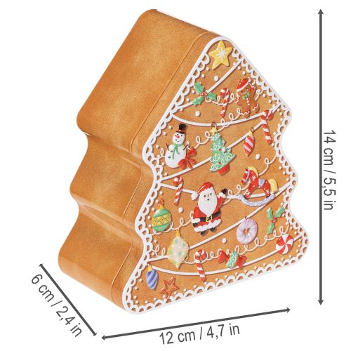 Puszka świąteczna, puszka na ciasteczka, choinka i domek, wygląd piernika, 14 cm, 2 sztuki | Floristik24.pl