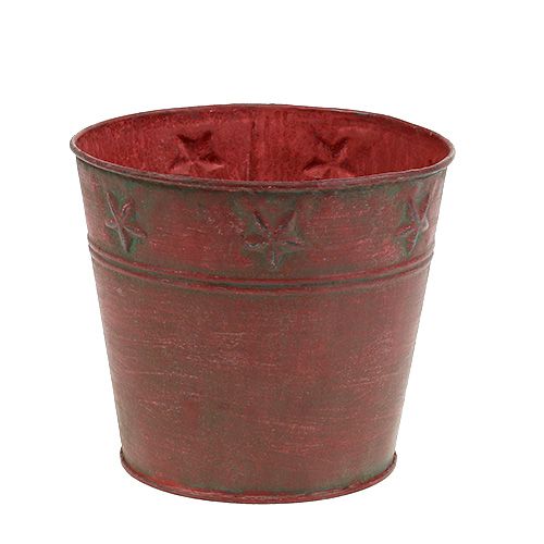 Wiadro metalowe czerwone z gwiazdkami Ø15cm W13cm | Floristik24.pl
