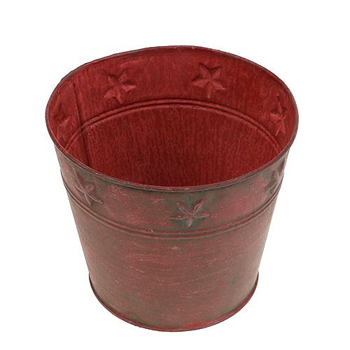 Wiadro metalowe czerwone z gwiazdkami Ø15cm W13cm | Floristik24.pl