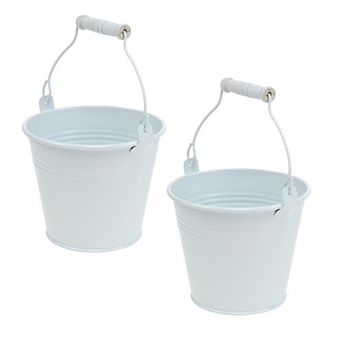 Wiadro metalowe białe Ø10cm W8cm 10szt | Floristik24.pl