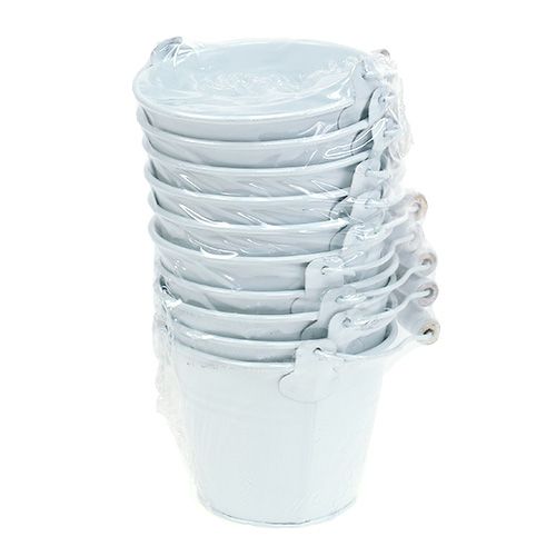 Wiadro metalowe białe Ø10cm W8cm 10szt | Floristik24.pl