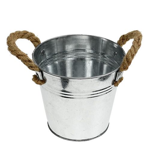 Produkt Błyszczące metalowe wiadro z uchwytami ze sznurka Ø16cm
