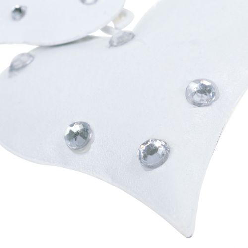 Floristik24 Wieszak metalowy Ptasie gniazdo z serduszkami biały 18cm 3szt.