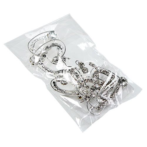 Floristik24 Serca metalowe srebrne 3cm 6szt.