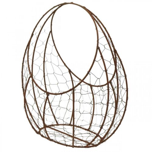 Kosz druciany doniczka metalowa dekoracja wiosenna kosz wielkanocny brązowa patyna wys. 34cm dł.30cm