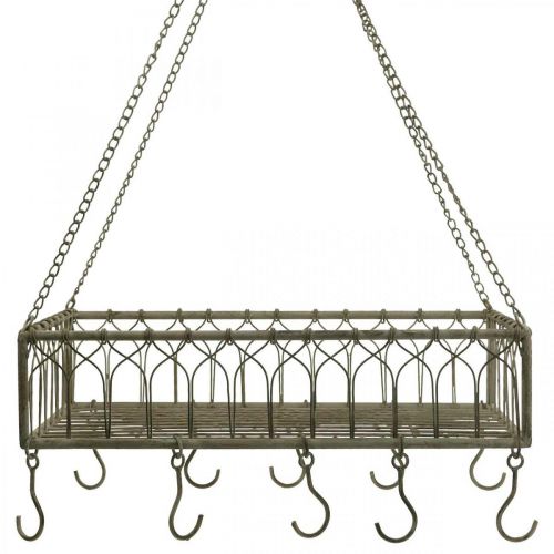 Floristik24 Kwadratowy kosz metalowy z zawieszką na haczyk metalowy 50x30,5x12,5cm