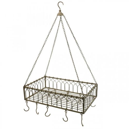 Floristik24 Kwadratowy kosz metalowy z zawieszką na haczyk metalowy 50x30,5x12,5cm