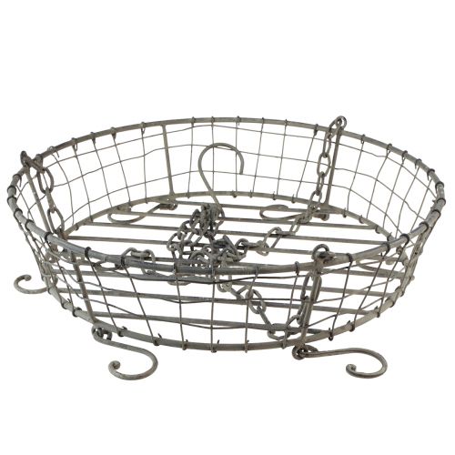 Floristik24 Kosz metalowy do zawieszenia z haczykami szary vintage Ø39,5cm
