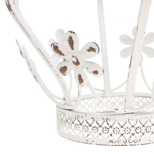 Floristik24 Metalowa Korona Antyczna Biała Ø17cm H21cm