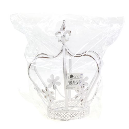 Floristik24 Metalowa Korona Antyczna Biała Ø17cm H21cm