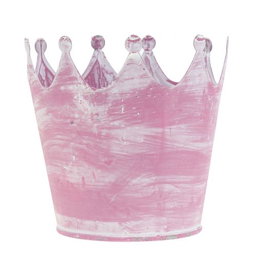 Floristik24 Metalowa korona różowa myta biała Ø10cm W9cm 6szt