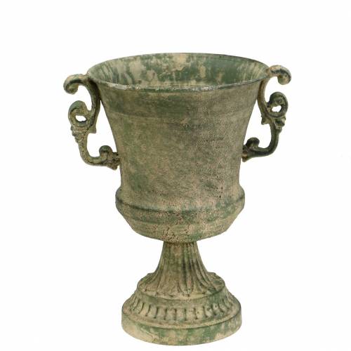 Floristik24 Goblet metalowy Moss Green Beige Ø16cm H24cm