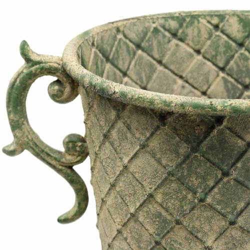 Floristik24 Puchar metalowy antyczna zieleń mchu Ø19,5cm H37cm