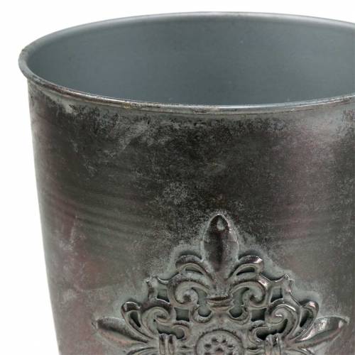Floristik24 Ozdobny kielich metalowy z ornamentem srebrnoszary Ø16,5cm W31cm
