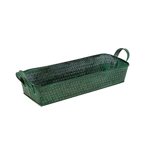 Floristik24 Miska metalowa kwadratowa zielona 30cm x 11cm H6cm