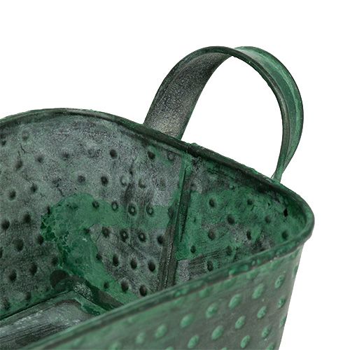 Floristik24 Miska metalowa kwadratowa zielona 30cm x 11cm H6cm