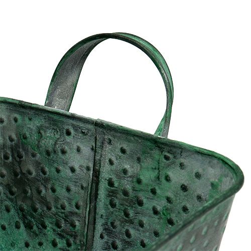 Floristik24 Miska metalowa kwadratowa 36cm x 15cm H8cm Zielona