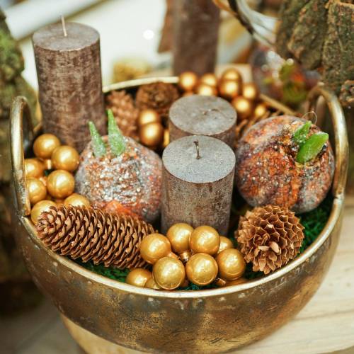 Floristik24 Metalowa miska z uchwytami Antique Look Golden Ø47/38/31cm Zestaw 3 szt.