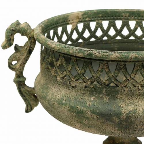 Floristik24 Puchar dekoracyjny antyczny wygląd metalu mech zielony Ø19cm H35,5cm