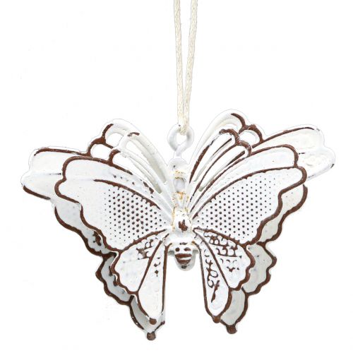 Floristik24 Motyl metalowy do powieszenia biały 7cm 6szt