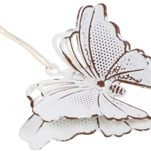 Floristik24 Motyl metalowy do powieszenia biały 7cm 6szt
