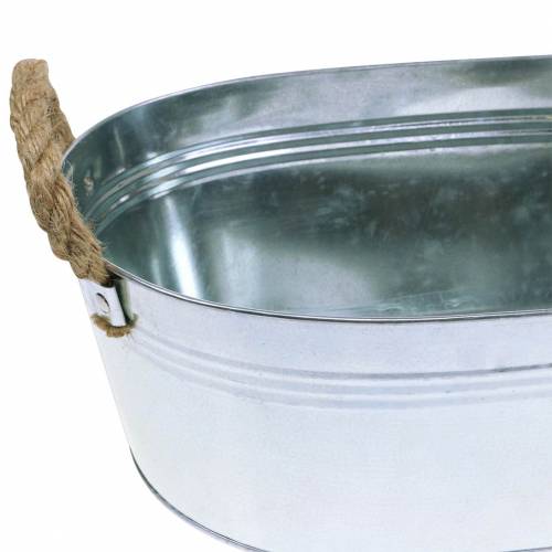 Floristik24 Planter Zinc Tub with Jute Handles Silver 34,5cm H11,5cm