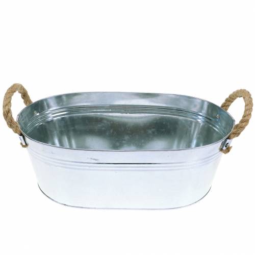 Floristik24 Planter Zinc Tub with Jute Handles Silver 34,5cm H11,5cm