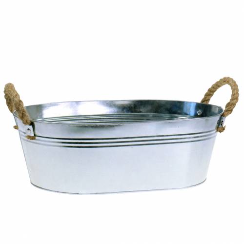 Floristik24 Planter Zinc Tub with Jute Handles Silver 34,5cm H11,5cm