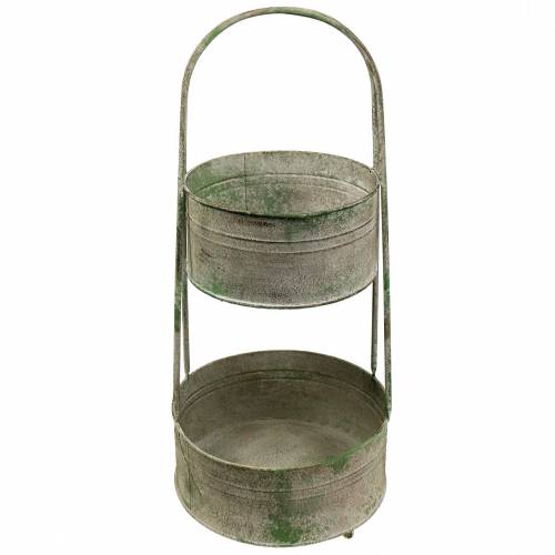 Floristik24 Stojak metalowy z donicami szary, zielony W68cm