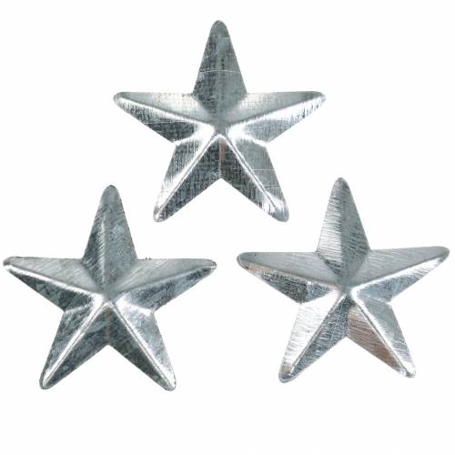 Floristik24 Gwiazda metalowa srebrna 4cm 48 szt