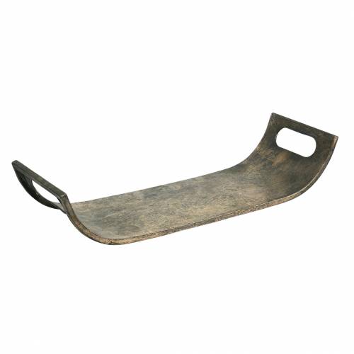 Curved Metal Tray 59cm Antique Look Golden, Black