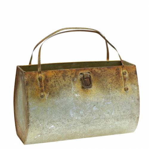 Floristik24 Planter Bag Metal Grey / Rust H16cm