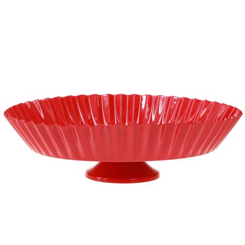 Talerz metalowy retro dekoracyjny z podstawą metalową czerwoną Ø24cm 2szt