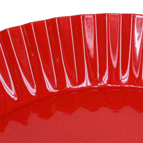 Produkt Talerz metalowy retro dekoracyjny z podstawą metalową czerwoną Ø24cm 2szt