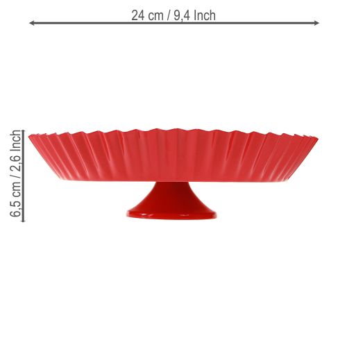 Produkt Talerz metalowy retro dekoracyjny z podstawą metalową czerwoną Ø24cm 2szt