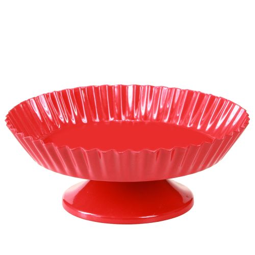 Floristik24 Talerz metalowy czerwony mały ozdobny talerzyk z podstawą metalową Ø14cm 2 szt.