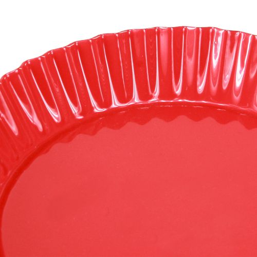 Produkt Talerz metalowy czerwony mały ozdobny talerzyk z podstawą metalową Ø14cm 2 szt.