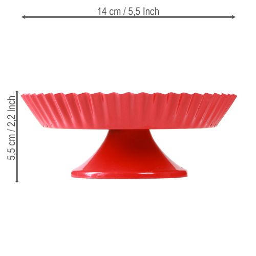 Produkt Talerz metalowy czerwony mały ozdobny talerzyk z podstawą metalową Ø14cm 2 szt.