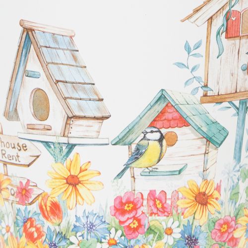 Produkt Doniczka metalowa z motywem, doniczka z budkami dla ptaków, wiaderko blaszane wys. 13 cm Ø11,5 cm