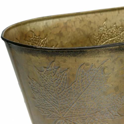 Floristik24 Ozdobna doniczka do roślin z liśćmi Oval Zinc Metallic Grey, Orange, Brown 38×20cm H15cm 3szt.