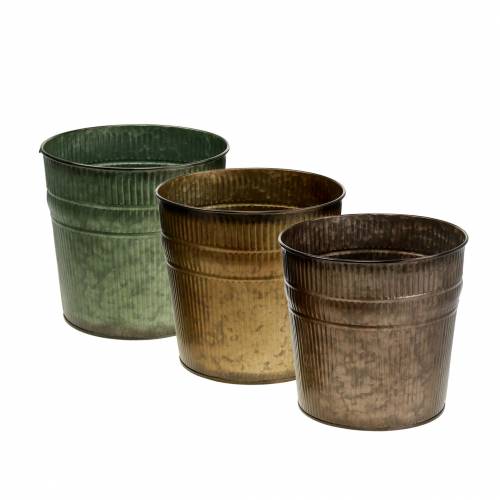 Doniczka pomarańczowy, brązowy, zielony Ø13cm W12,5cm zestaw 3