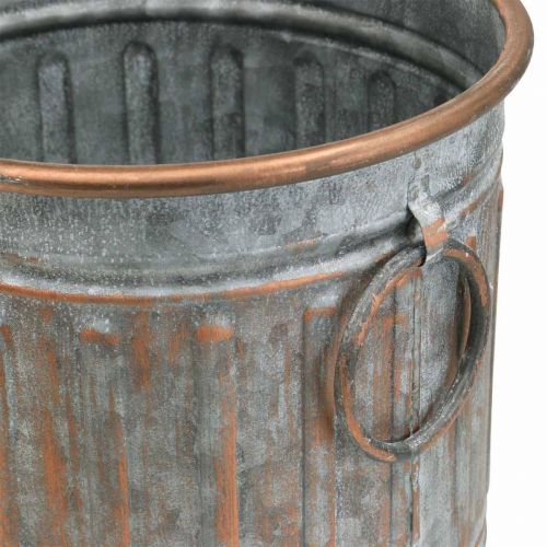 Floristik24 Misa dekoracyjna z uchwytami, doniczka, naczynie metalowe srebrne, miedziane antyczne H31 / 24,5cm Ø29,5 / 22cm zestaw 2 szt.