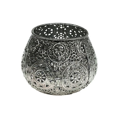 Lampion metalowy srebrny orientalny Ø10cm H7,5cm 1szt.