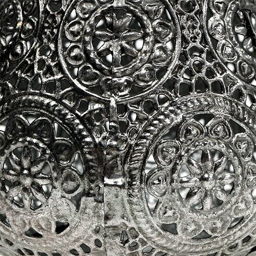 Floristik24 Lampion metalowy srebrny orientalny Ø10cm H7,5cm 1szt.
