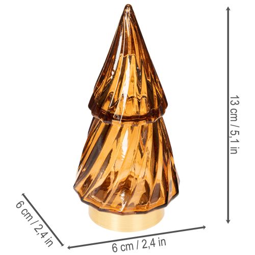 Szklana choinka LED, dekoracja do użytku wewnątrz, zasilana bateriami, 13 cm, 2 sztuki | Floristik24.pl